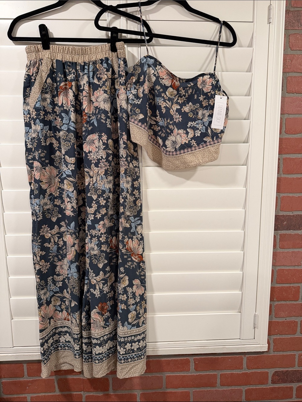 Sienna Sky Navy Floral Two-Piece Cami & Wide-Leg Set
